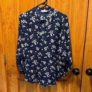 Lush Navy Floral Blouse